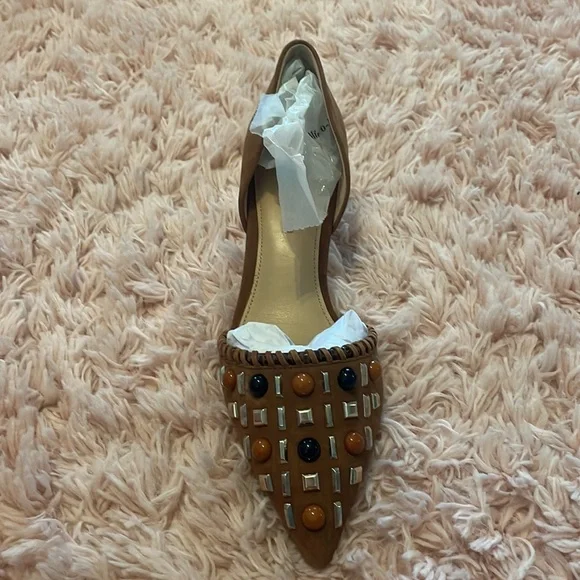 Antonio Melani Vivica Brown Bead Studded Suede Heels - Picture 4 of 8